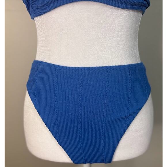 Aerie Blue Bikini Small Top and Medium High Cut Bottom S/M - Picture 3 of 9